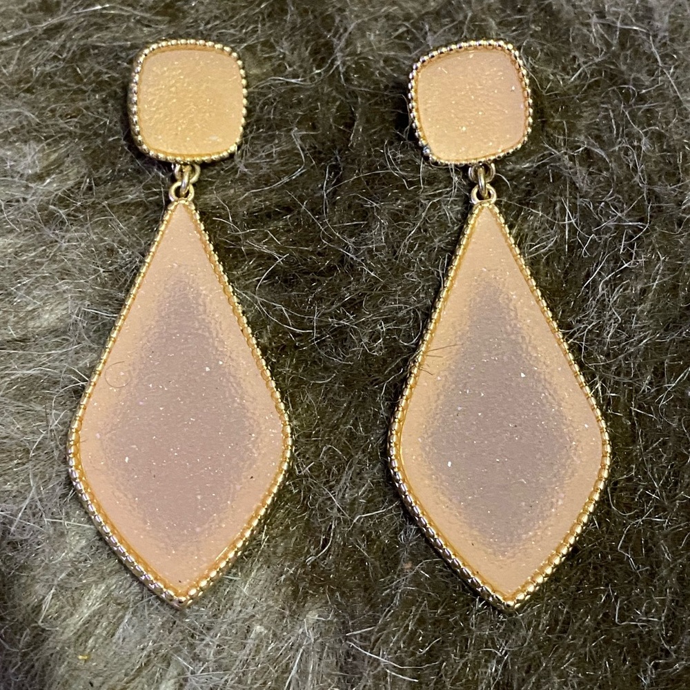 Rose Colored Diamond Shaped Earrings